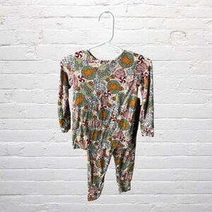 Bashful Baby Bamboo Two Piece Christmas Pajama Set Preppy Sparkly Girl